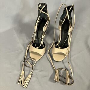 Kendall + Kylie Shoes Womens Size 6M Beige Nude Lace Up Stiletto Sandals Mira